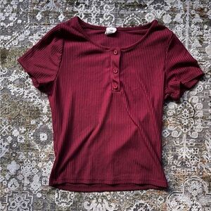 Burgundy Ribbed Stretchy Cropped Top